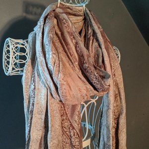 Pink and Gold Paisley Scarf